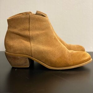 Able Camel Suede Ankle Booties